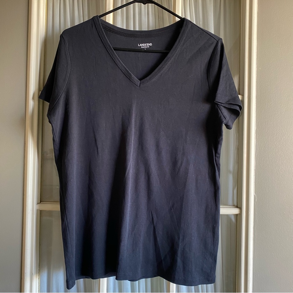 Lands' End Black Shaped Fit T-Shirt